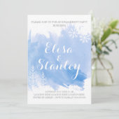 モダン抽象芸術水色ブルー婚約パーティ 招待状 (スタンド正面)