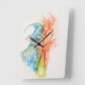 モダン抽象芸術水色時計 スクエア壁時計 (傾斜)
