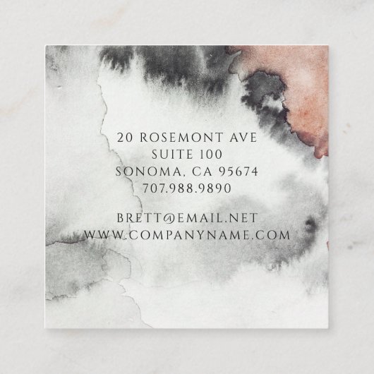 モダン抽象芸術水色 スクエア名刺 (裏面)