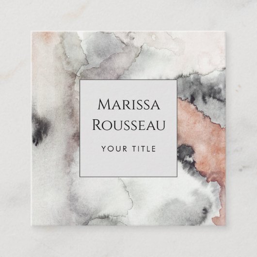 モダン抽象芸術水色 スクエア名刺 (正面)