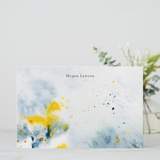 モダン抽象芸術水色 便箋 (スタンド正面)