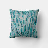 モダン抽象芸術波状ストライプティール(緑がかった色)灰色パターン クッション (裏面)