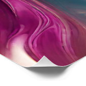 モダン抽象芸術流体アート – マゼンタターコイズ金ゴールド- ポスター (コーナー)