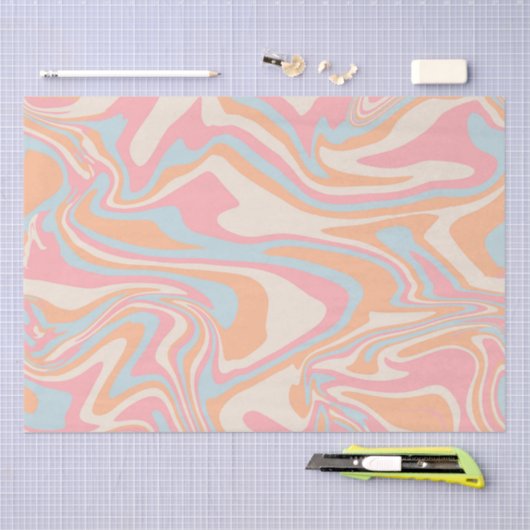 モダン抽象芸術液体の渦巻きピーチうねり 薄葉紙 (クラフト)