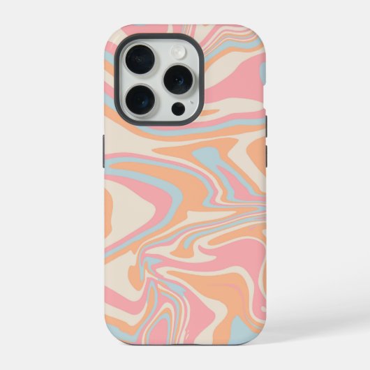 モダン抽象芸術液体の渦巻きピーチうねり iPhoneケース (裏面)