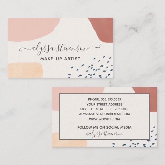 モダン抽象芸術焼きオレンジ署名スクリプト 名刺 (正面/裏面)