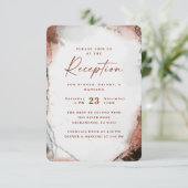 モダン抽象芸術焼けオレンジ色のウェディングレセプション エンクロージャーカード (スタンド正面)