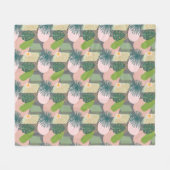 モダン抽象芸術熱帯模様 フリースブランケット (正面(横))
