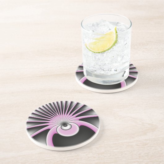 モダン抽象芸術熱狂するフラクタルアートパターン コースター (側面)