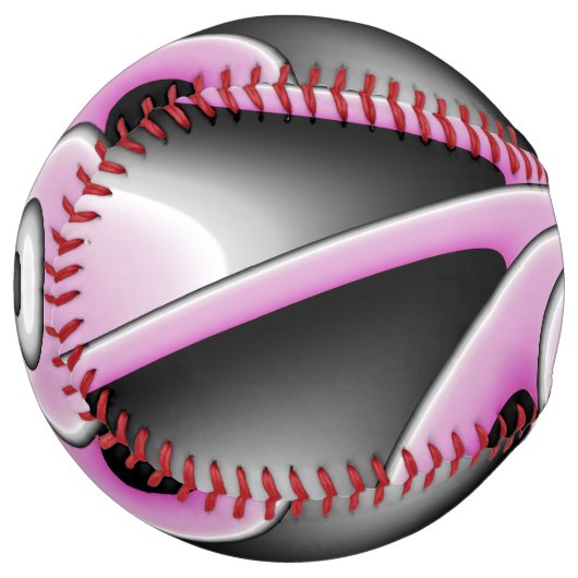 モダン抽象芸術熱狂するフラクタルアートパターン ソフトボール (正面左)