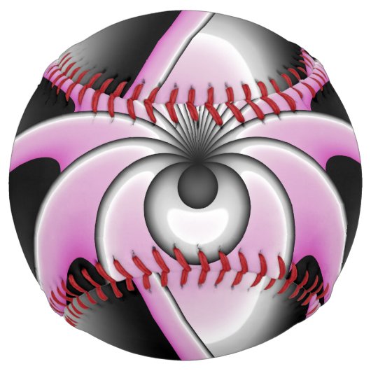モダン抽象芸術熱狂するフラクタルアートパターン ソフトボール (裏面)