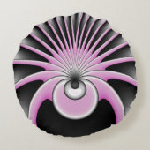 モダン抽象芸術熱狂するフラクタルアートパターン ラウンドクッション (裏面)