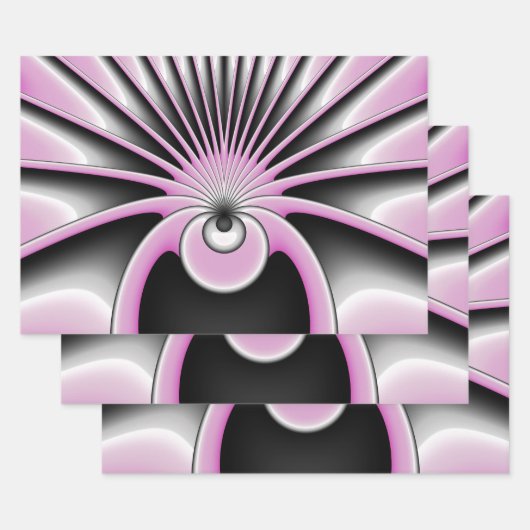 モダン抽象芸術熱狂するフラクタルアートパターン ラッピングペーパーシート (セット)