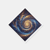 モダン抽象芸術王室の宇宙ブルーと金ゴールド渦巻き スタンダードカクテルナプキン (角)