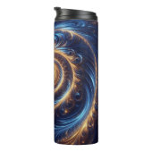 モダン抽象芸術王室の宇宙ブルーと金ゴールド渦巻き タンブラー (回転右)