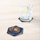 モダン抽象芸術王室の宇宙ブルーと金ゴールド渦巻き ペーパーコースター (インサイチュ)