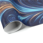 モダン抽象芸術王室の宇宙ブルーと金ゴールド渦巻き ラッピングペーパー (ロールコーナー)