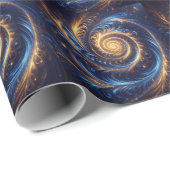 モダン抽象芸術王室の宇宙ブルーと金ゴールド渦巻き ラッピングペーパー (ロールコーナー)