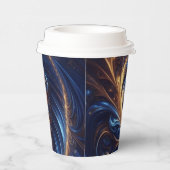 モダン抽象芸術王室の宇宙ブルーと金ゴールド渦巻き 紙コップ (右)