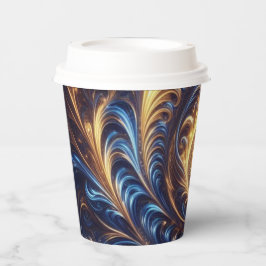 モダン抽象芸術王室の宇宙ブルーと金ゴールド渦巻き 紙コップ