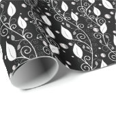 モダン抽象芸術白黒インクイラストレーション ラッピングペーパー (ロールコーナー)