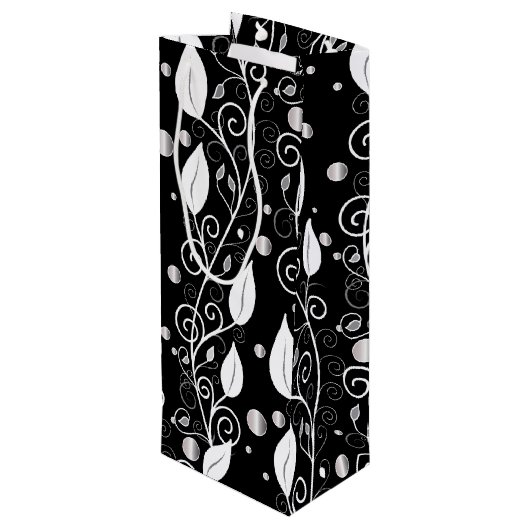 モダン抽象芸術白黒インクイラストレーション ワインギフトバッグ (裏面アングル)