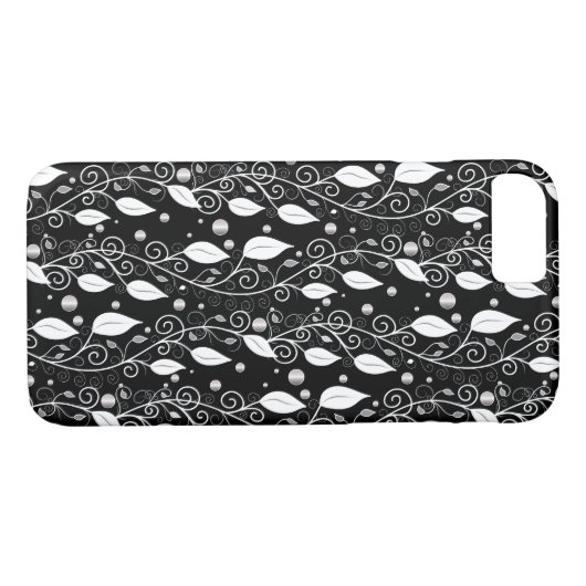 モダン抽象芸術白黒インクイラストレーション Case-Mate iPhoneケース (裏面(横))