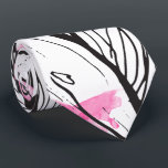 モダン抽象芸術白黒フローラピンクの水色 ネクタイ<br><div class="desc">ピンクモダンの水の色のブラシストロークの（ばちゃばちゃ）跳ねると黒と白のユリの花のパターンと抽象芸術の手を描いた。明るいピモダンンクのオリジナルtouchとシンプルの花のイラストレーション絵を描。</div>