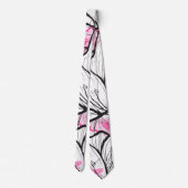 モダン抽象芸術白黒フローラピンクの水色 ネクタイ (裏面)