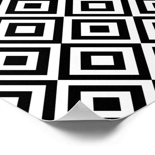 モダン抽象芸術白黒幾何学模様 ポスター (角)