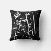 モダン抽象芸術白黒絵を描(ばちゃばちゃ)跳ねる クッション (裏面)