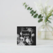 モダン抽象芸術白黒花 スクエア名刺 (スタンド正面)