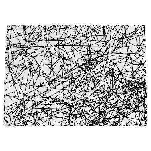 モダン抽象芸術白黒芸術的パターン ラージペーパーバッグ (正面)