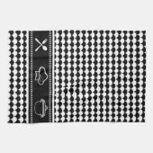 モダン抽象芸術白黒 キッチンタオル (横)