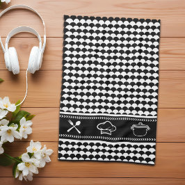 モダン抽象芸術白黒 キッチンタオル