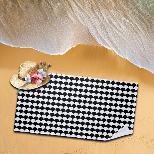 モダン抽象芸術白黒 ビーチタオル