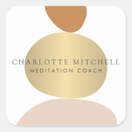 モダン抽象芸術禅ストーンズ金ゴールドロゴ スクエアシール