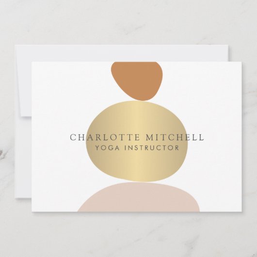 モダン抽象芸術禅ストーンズ金ゴールドロゴ ノートカード (正面)