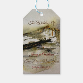 モダン抽象芸術秋の水結婚色 ギフトタグ