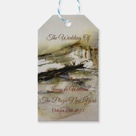 モダン抽象芸術秋の水結婚色 ギフトタグ (正面)