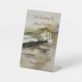 モダン抽象芸術秋の水結婚色 台座サイン