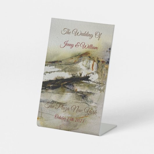 モダン抽象芸術秋の水結婚色 台座サイン (正面)