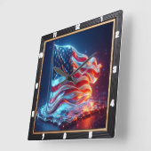 モダン抽象芸術米国国旗 スクエア壁時計 (傾斜)