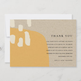 モダン抽象芸術素朴オレンジラストクラフト結婚ズ サンキューカード
