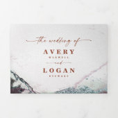 モダン抽象芸術素朴オレンジ&グレー秋の結婚式 三つ折り招待状 (カバー)