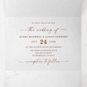 モダン抽象芸術素朴オレンジ&グレー秋の結婚式 三つ折り招待状 (内部中)