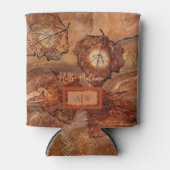 モダン抽象芸術素朴ブラウンクールモノグラム 缶クーラー (正面)