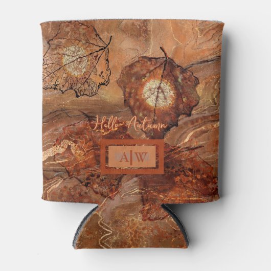 モダン抽象芸術素朴ブラウンクールモノグラム 缶クーラー (正面)