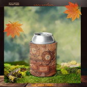 モダン抽象芸術素朴ブラウンクールモノグラム 缶クーラー