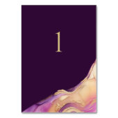 モダン抽象芸術紫と金ゴールドエレガントな結婚式 テーブルナンバー (裏面)